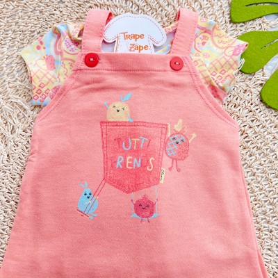  Conj. Blusa Frutinhas e Salopete Tutti Friends - Salmão